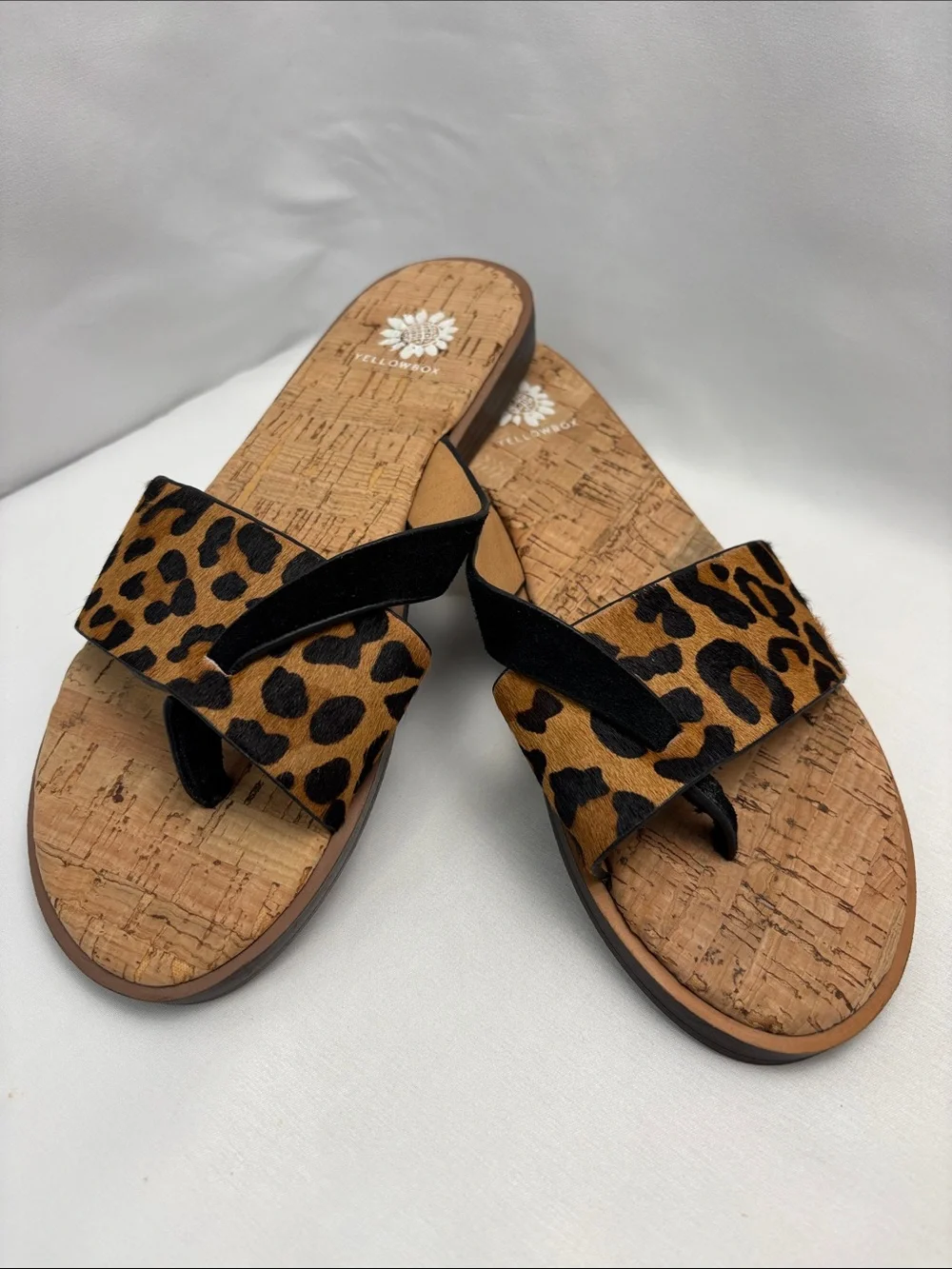 Yellow Box Women’s 7 Leopard Print Slide Sandals - Black & Tan#394 - Picture 14 of 15